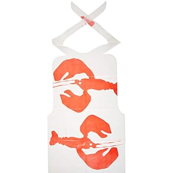 Symak k0364-2PK Lot of 12 Disposable Lobster Plastic Seafood Poly Bib, Silver
