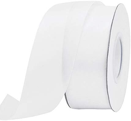 1 1/2 inch White Double Face Satin Ribbon 25 Yards Per Roll for Gift Wrapping Flower Bouquet Hair Accessories Wedding Birthday