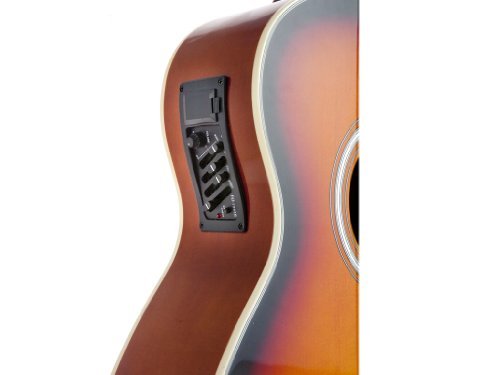 Fever Full Size Jumbo Body Steel String Acoustic-Electric Guitar Sunburst with Bag, Tuner and Strings, 5015CE-SB