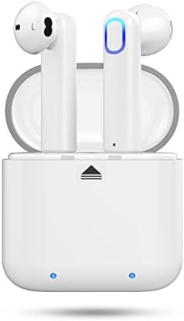 Wireless Earbuds, Dual Bluetooth Headphones V4.2 True Mini In-Ear Headset Stereo Sports Earphone Sweatproof with Charging Box Noise Cancelling for Smartphones iOS Android (White)