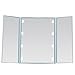 Miss Sweet Small Led Lighted Tri-Fold Makeup Mirror Travel Mirror Compact Pocket Mirror Compact Mirror for Cosmetic Makeup (Pure Blue)