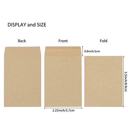 200 Pack Coin Seed Envelopes Kraft Small Parts Packets Envelopes 2.25"x