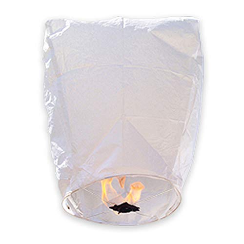 Just Artifacts 20pcs ECO Wire-Free Flying Chinese Sky Lanterns (Set of 20, Eclipse, White) - 100% Biodegradable, Environmentally Friendly Lanterns!