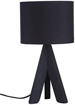 Euro Style Collection ESCTL-ASKOS-BLK Askos Wood Legs and Fabric Shade Mini Tripod Table Lamp, 12" H, Black