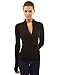PattyBoutik Women V Neck Empire Waist Knit Top (Black L)