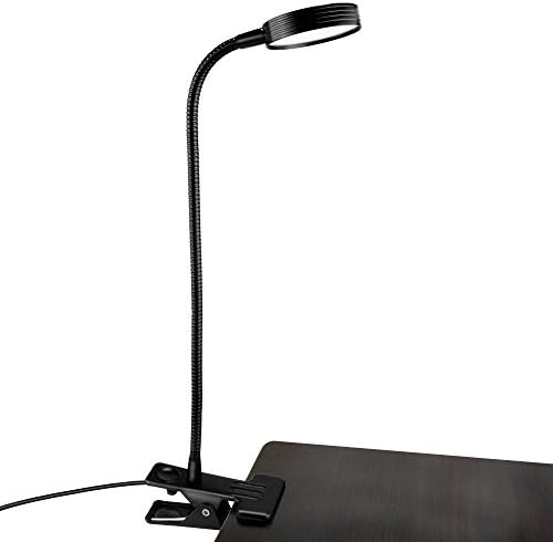 Akaho Desk Lamp, Dimmable LED Gooseneck Reading Lights, Adjustable Eye Care 2 Color Temperature USB Clamp Lamp, Portable Clip on Light Suitable for Table, Office, Bedrooms and Bed Headboard ( Black)