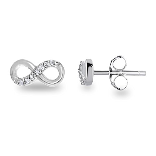Spoil Cupid Rhodium Plated Sterling Silver Cubic Zirconia Half Set Infinity Stud Earrings