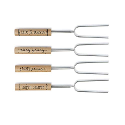DEMDACO S’More Please Natural Brown 26 inches Metal Camping Cooking Forks Set of 4