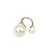 Double Mismatch Imitation Pearl Alloy Cuff Adjustable Statement Ring Golden with Gift Box Mother's Gift