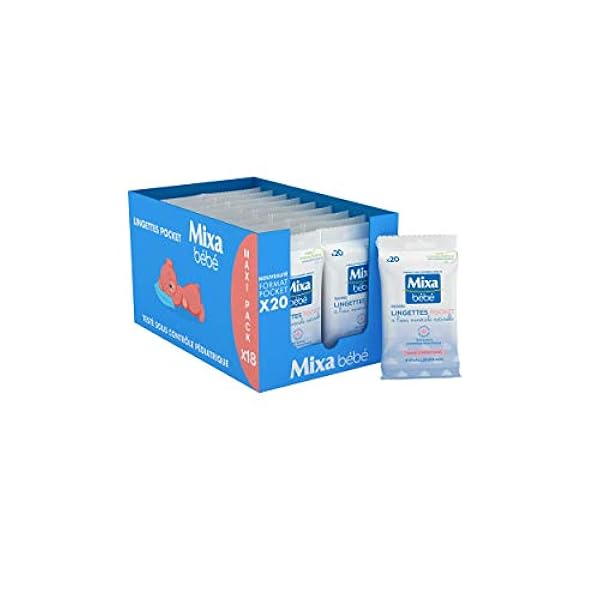 Mixa Bebe Lingettes A L Eau Minerale Naturelle Fibres Vegetales Hypoallergenique Format Pocket Lot De 18