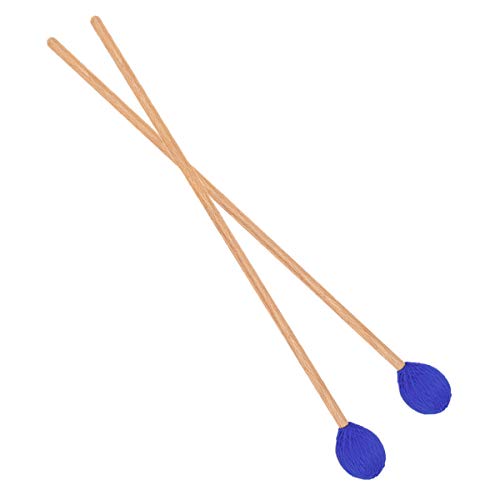 Blue Marimba Mallets Medium Hard Yarn Head Keyboard with Maple Handles for Percussion Marimba Playing, Pack of 2