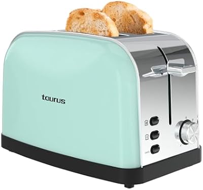 – Tostador Vintage II Mint, 950W, 2 Ranuras 135x35mm, 7 Niveles Tostado, 3 Funciones, Autoapagado, Cuerpo Acero INOX, Autocentrado, Bandeja Recogemigas, Elevación Extra, Recogecables, Verde