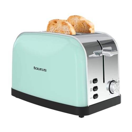 – Tostador Vintage II Mint, 950W, 2 Ranuras 135x35mm, 7 Niveles Tostado, 3 Funciones, Autoapagado, Cuerpo Acero INOX, Autocentrado, Bandeja Recogemigas, Elevación Extra, Recogecables, Verde