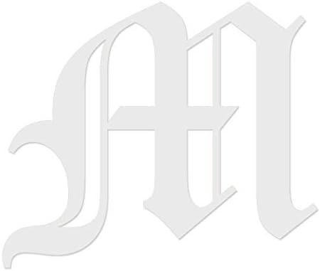 Applicable Pun Old English Letter M - Vinyl Decal Outdoor Use on Cars, ATV, Boats, Windows More - White 6 inches Tall