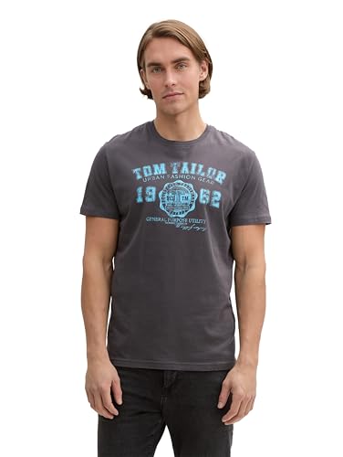 TOM TAILOR Hommes T-shirt avec logo imprimé 1008637, 10899 - Tarmac Grey, XXL