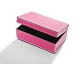 Studio Silversmiths Medium Pink Glass Rectangular Jewelry Trinket Dresser Vanity Box Container Holder Organizer Lined With Black Velvet Interior