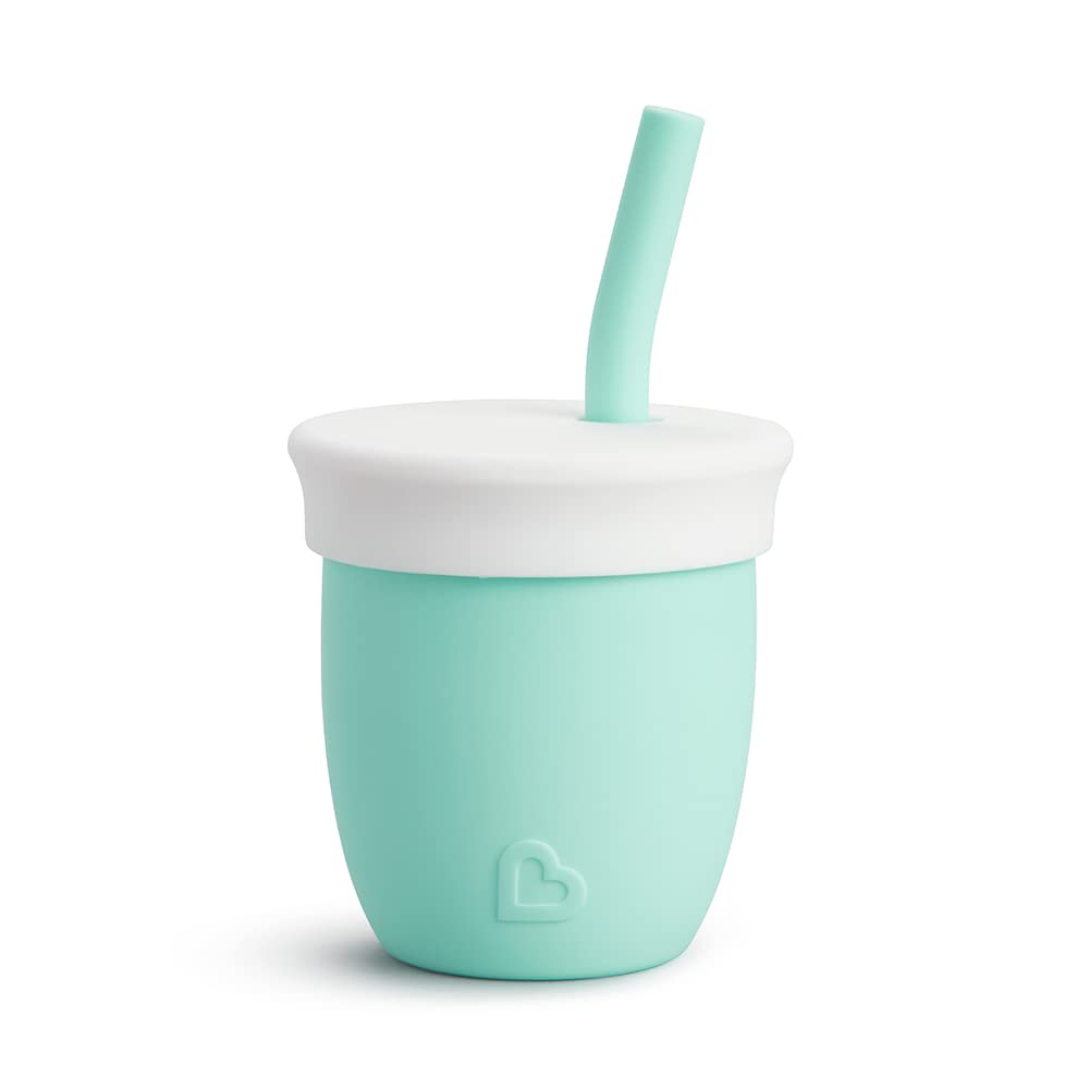 Munchkin C’est Silicone! Open Training Cup with Straw | Ideal Transition Sippy Cup | Babies and Toddlers 6 Months+ | Free Flow Sippy Cup to Straw Cup for Baby and Toddler Weaning |120ml | Mint