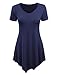 MBJ WT638 Short Sleeve Shirts for Womens Tops Casual V-Neck Summer Clothes Asymmetrical Tunic Blouses XL Navy
