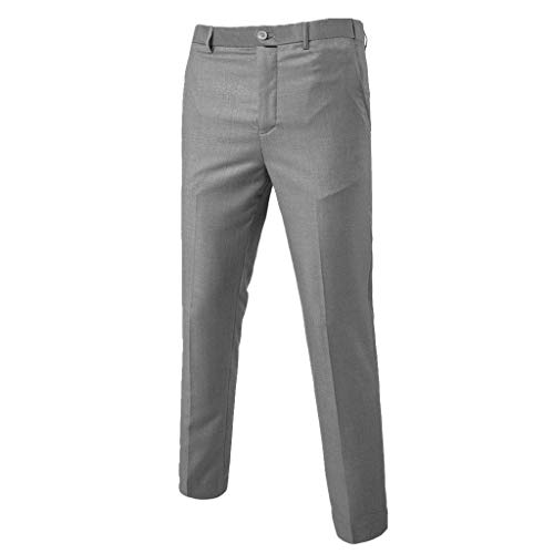 Dressin Menâ€™s Suit Slim Fit One Button 3-Piece Suit Blazer Dress Business Wedding Party Jacket Vest & Pants Gray