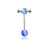 316L Surgical Steel Barbell with UV Pyrex Glass Look Ball Tragus Bar Jewelry
