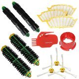 SHP-ZONE Brush Cleaning Tools & Bristle Brush & Flexible Beater Brush & Side Brush 3 Armed & Filters Pack Mega Kit for iRobot Roomba 500 Series Roomba 510, 530, 535, 540, 560, 570, 580, 610 Vacuum Cleaning Robots all Green, Red, Black cleaning head