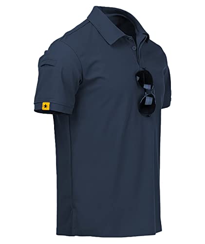 JACKETOWN Men's Polo Shirt Short Sleeve Quick Drying Breathable Tennis Polo Shirt Summer Polo Shirts for Men Button Front T-Shirts Sport Shirt Basic Regular Fit Golf