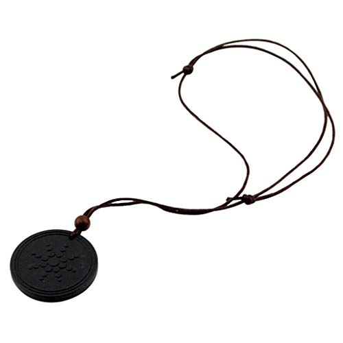 Haluoo Volcanic Stone Anti Emf Radiation Protection Pendant Energy Scalar Negative Ions Pendant Necklace Quantum Pendant Electromagnetic Field Protectionem Necklace for Women Mens (Round)
