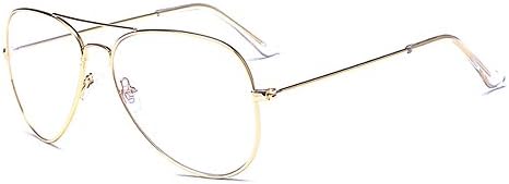 Fashion Glasses Aviator Glasses Eyeglasses Metal Frame Clear Lens Eyewear gold