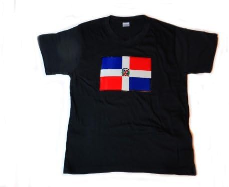 Accessory 4u inc Dominican Republic Flag LED Flashing Sound Activated Light Up Shirt (Large - L)