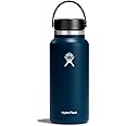 Hydro Flask Wide Mouth vacuum insulated stainless steel water bottle with leakproof closeable lid for cold water drinks, sports, travel, car and school