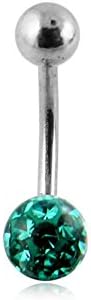 Curved Barbells Blue Zircon Epoxy Multi Crystal Stone Eyebrow Ring. 16Gx5/16(1.2x8mm) 316L Surgical Steel Banana with 4MM Crystal Stone Ball and 3MM Surgical Steel Ball.