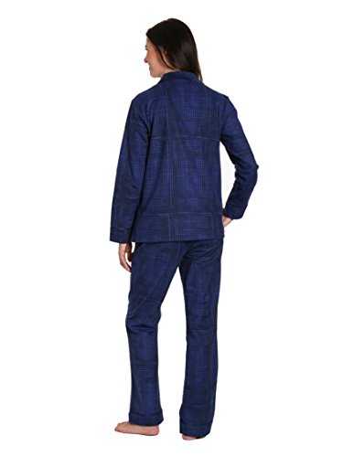 Women's Cotton Flannel Pajama Sleepwear Set - Jutelicious Blue - Large - Thumbnail 2