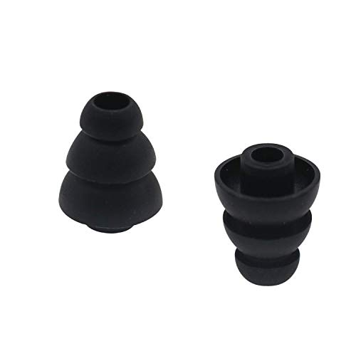 BLLQ 6 Pairs Replacement Triple Flange Conical Ear Tips Earbuds Eartips Silicone Buds for Most in Ear Headphones (Sony Senso Powerbeats Jaybird etc.) Black [S/M/L 3 Size] (3flange Tips 3) - Thumbnail 4