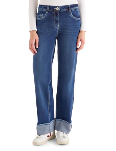 Cecil 3817693 - Women's Wide Leg Washed Cut Jeans