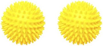 Body Back Company's Porcupine Spiky Massage Therapy Ball with Reflexology Card 2-pack - for Plantar Fasciitis Treatment, Trigger Point Therapy on Feet, Hands & Body - Yellow