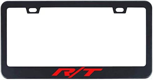 Auggies R/T RT Challenger Durango Charger Black Red Stainless Steel Black License Plate Frame Cover Holder Rust Free with Caps and Screws (1)