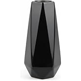 Modern Black Ceramic Vase, 7.5 Inch Geometric Flower vases, Minimalist Design for Table Shelf Centerpiece Home Decor Fit for Housewarming, Weddings, Birthday,Christmas