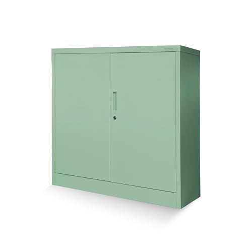 Jan Nowak Kleiner Aktenschrank C001B Büroschrank Metallschrank Aufbewahrungsschrank 2 Verstellbare Fachböden Pulverbeschichtet Abschließbar 92,5 cm x