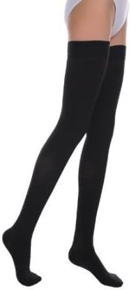 Opaque Compression Thigh High Stockings Therapeutic Firm Support 20-30 mmHg, Closed Toe, Medium, Black,