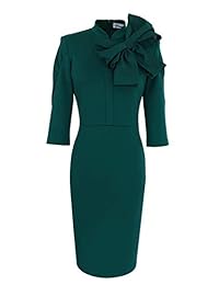 VFSHOW Vestido de bodycon para mujer, estilo vintage, con lazo, cóctel, fiesta elástica