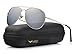 LUENX Aviator Sunglasses Polarized Men Women with Accessories Metal Frame UV 400 Driving Fashion 60MM (Silver -5, 60)