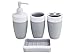 JustNile Royal Plastic and Rubber 4-Piece Bathroom Accessory Set; Includes 2 cups, 1 Soap Dispenser and 1 Soap Dish - Grey and White