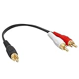 Cmple - 1 RCA Male to 2 RCA Male Stereo Audio Y-Cable, 2 RCA Plugs to 1 RCA Plug Audio Stereo Subwoofer Cable, Gold Plat