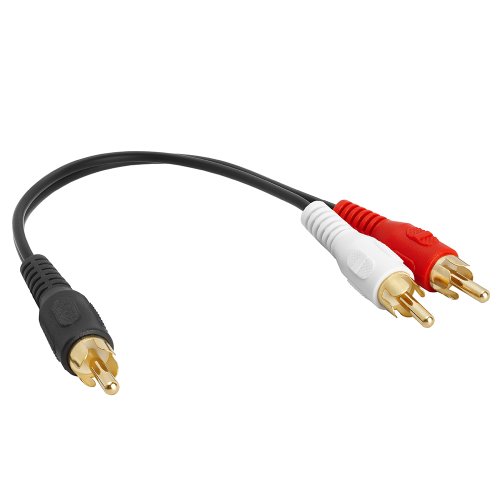 Cmple - 1 RCA Male to 2 RCA Male Stereo Audio Y-Cable, 2 RCA Plugs to 1 RCA Plug Audio Stereo Subwoofer Cable, Gold Plat