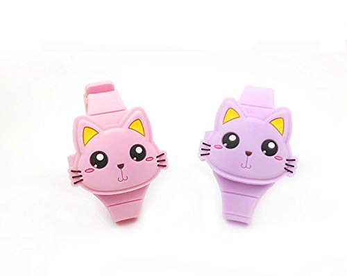 MINILUJIA Kids Boys Girls Digital Watch Cute Rabbit Cat Clamshell Design Led Sport Watch (cat Purple)