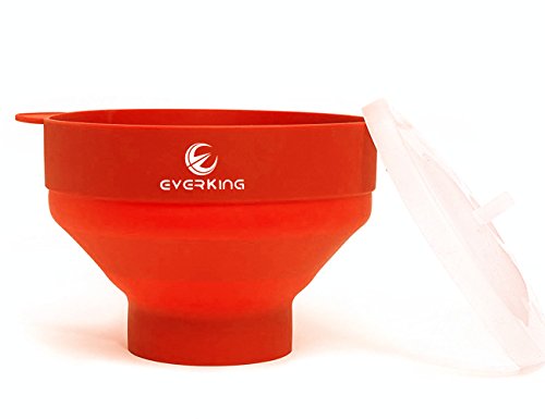 EverKing Microwave Air Popcorn Popper,Silicone Popcorn Maker,Collapsible Popcorn Bowl,Hot Air Popcorn Maker,Healthy Machine No Oil Needed, BPA PVC Free With Lid and Convenient Handles