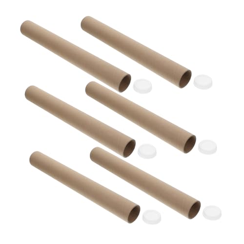 TEHAUX 6Pcs Heavy Duty Cardboard Tubes with Caps Kraft Paperboard Scroll Holder for Shipping Mailing Storing Posters Art Prints Documents Versatile Protective