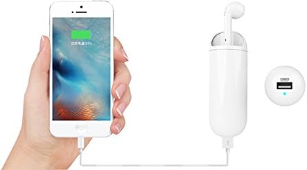 Wireless Earbuds, Bluetooth (V4.2) In-Ear Headphones, Noise Cancelling Earphones Stereo Sound with Portable Charging Case for iPhone and Android Device, USB Power Bank (WHITE)
