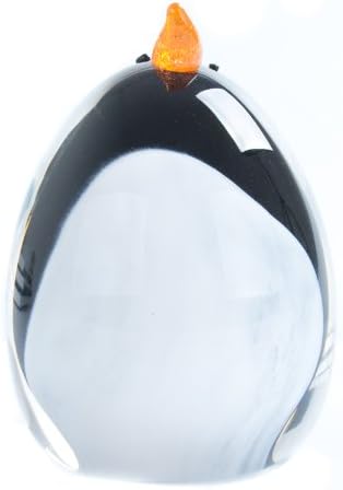 Caithness Glass Piece Crystal Sarah P Art Glass Small Penguins Paperweight, Black/ Orange/ White