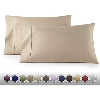 HC COLLECTION 1500 Thread Count Egyptian Quality 2pc Set of Pillow Cases, Silky Soft & Wrinkle Free (Fits Queen)- Standard Size/Taupe